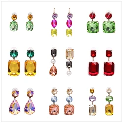 JURAN Hot Brand Bling Crystal Drop Earrings Colorful Rhinestone Dangle Earrings for Women Bridal Party Jewelry Wholesale