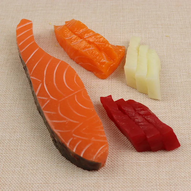 Artificial Japanese Fake Salmon Children Early learning Toy Sashimi Home Decoration Food Model KitchenToys