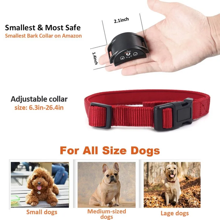 Dog Stop Bark Collar 1-5 Adjustable Sensitive Rechargeable Bark Shock Collar for Small Dog Necklace Russian warehouse in stock