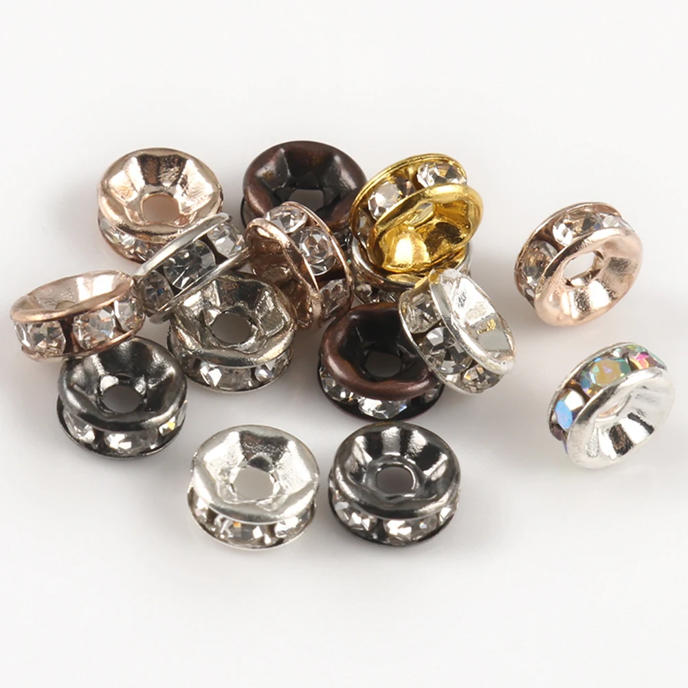 100 sztuk/partia czerwony miedź Rhinestone Rondelle kryształ koralik Big Hole luźne Spacer koraliki dla DIY tworzenia biżuterii akcesoria Supplie