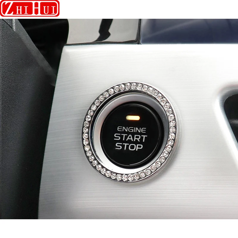 Engine Ignition Start Stop Button Trim Cover One Button Start With Diamond For Geely Tugella Xingyue FY11 2020-2023 Accessories