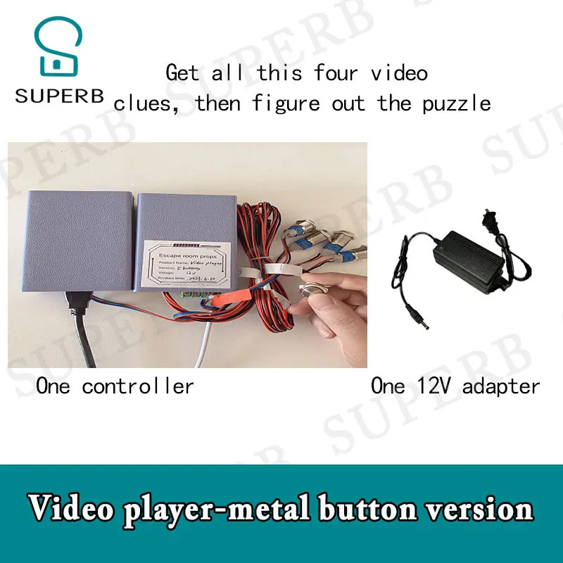 Chamber room prop video player metal button version from Superb press the buton to get the video clues doe room escape props