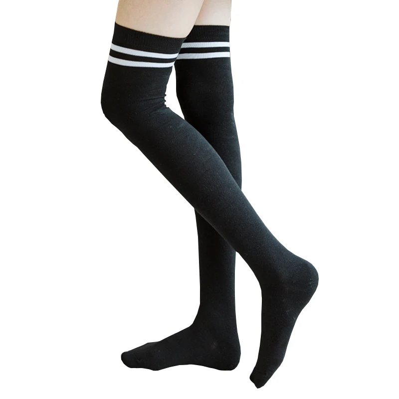 

Women's Over Knee High Socks Winter Cotton Sock Stocking Solid Color Black White Grey Color Japanese Style Student Socks