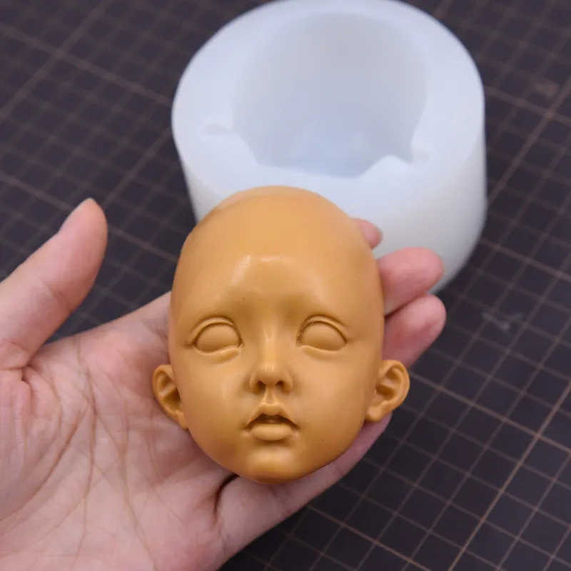 Clay soft pottery head ob11 large proportional silicone face mold micro-realistic male face BJD face mold Tool