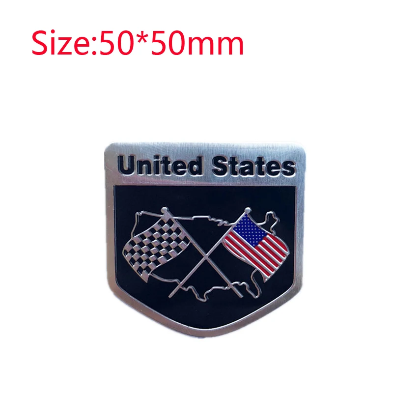 USA Flag United States Thin Aluminium Label Emblem Chrome Car Styling Sticker America Shield for Ford Buick Land Rover