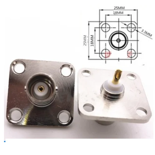 1pcs BNC Female Jack With 4 Holes Flange Panel 25*25 Chassis Mount Coaxial Solder Connector adapters