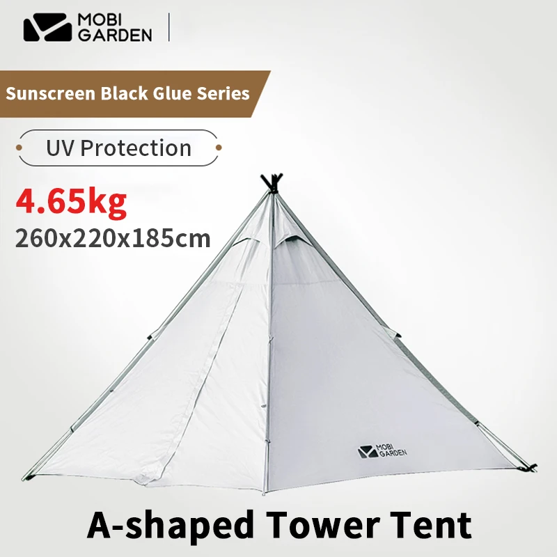 

MOBI GARDEN A Shaped Tower Tent 150D Oxford Cloth Double Layer Tent Outdoor Sunscreen UV40+ With Double Door Tent Travel Camping