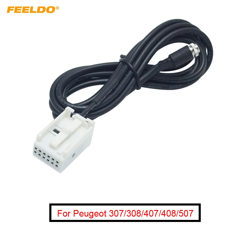 

FEELDO 1PC Car 12pin Female Interface Wire AUX Audio Input Cable For Peugeot 307/308/407/408/507 Citroen Triumph Sega C5/RD4