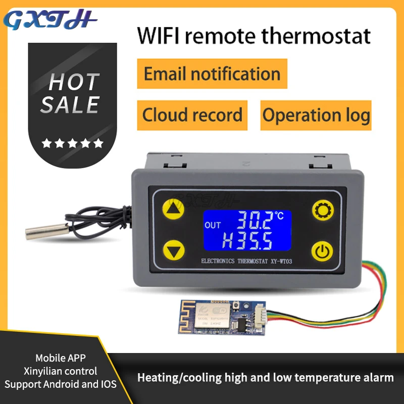 

WIFI Remote Temperature Controller Module Refrigeration And Heating High Low Temperature Alarm Cloud Record