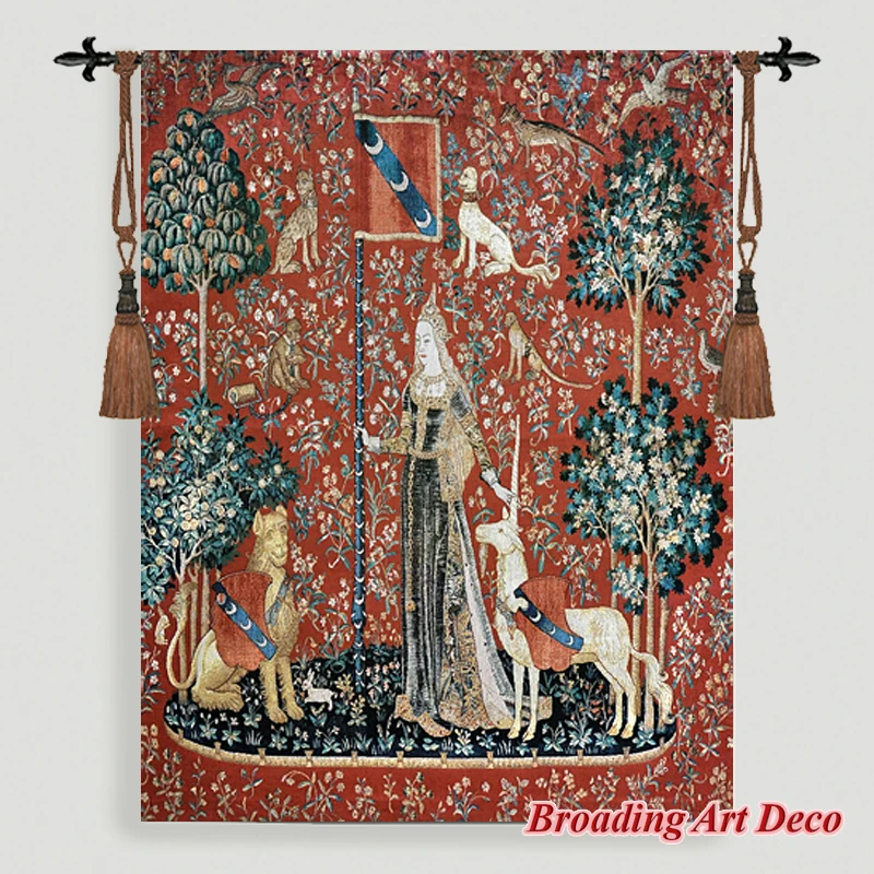 TOUCH - The Lady & the Unicorn Medieval Tapestry Wall Hanging Jacquard Weave Gobelin Home Art Decoration Cotton 100% 139*107cm