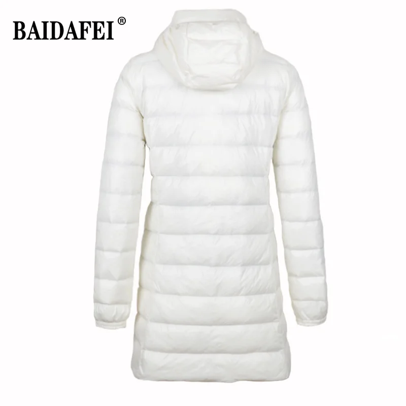 Jaqueta comprida grossa para baixo feminina com chapéu destacável, casaco ultraleve, feminino, plus size, 7XL, 8XL, inverno