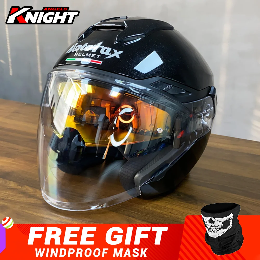 MOTORAX Open Face Helmet Motorcycle Casco Moto Double Lens Motocross DOT Certification Motorcycle Helmet Four Seasons Casco Moto