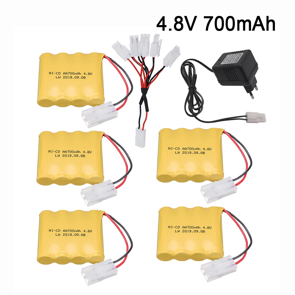 4.8v ni-cd bateria e carregador para brinquedos rc carros tanques robôs barcos armas 4 * aa 700mah 4.8v bateria recarregável tiang