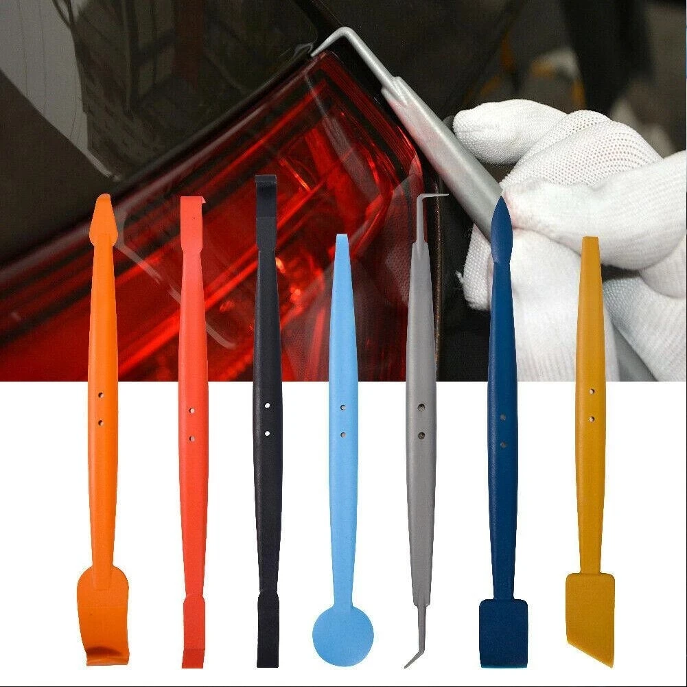 7PCS Car Wrap Vinyl Magnetic Squeegee Scraper Kit Carbon Tool Film Car Tint Micro Wrapping Window Stick Set Fiber Sticker Q2N0