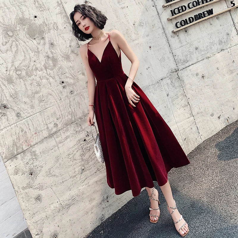 Customized Ladybeauty Short Evening Dress 2020 A Line velvet Girls Party Dress Vintage Prom Gowns