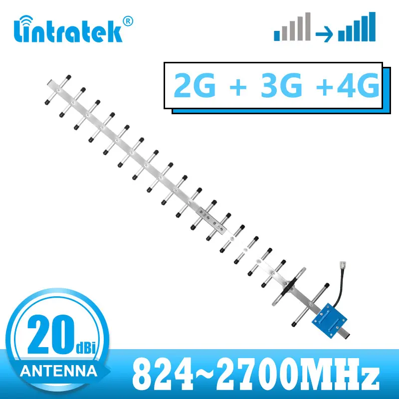 lintratek 20dBi GSM 2G 3G 4G Yagi outdoor antenna LTE  4G booster external antenna  with N female for repeater amplifier