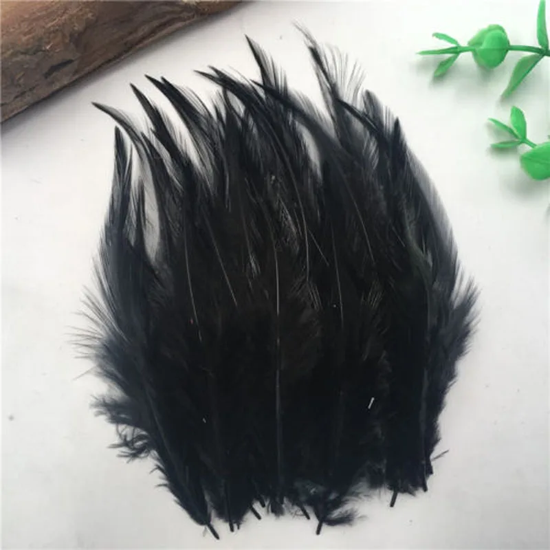 50pcs Black Color 10-15cm Pheasant Chicken Neck Feather For DIY Crafts Rooster Plumas Jewelry Dreamcather Earring Decoration