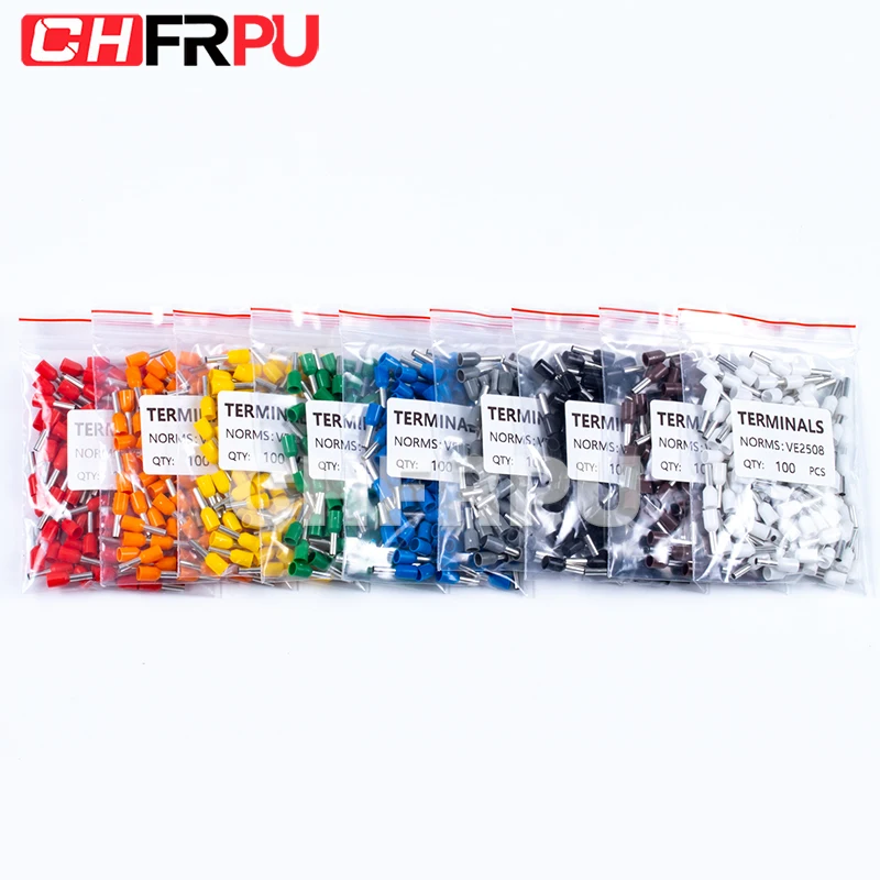 CHFRPU 100pcs Insulated Ferrules Terminal  Crimp Terminator  cold pressed  insulated  termina  VE0508 7508 1008 1508 2508 4009