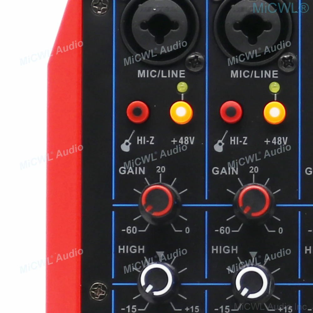 MiCWL AG4-جهاز مزج بطاقة الصوت ، استوديو تسجيل المسرح ، USB ، كمبيوتر محمول ، وحدة خلط مباشر ، طاقة فانتوم 48 فولت ، كل مفتاح