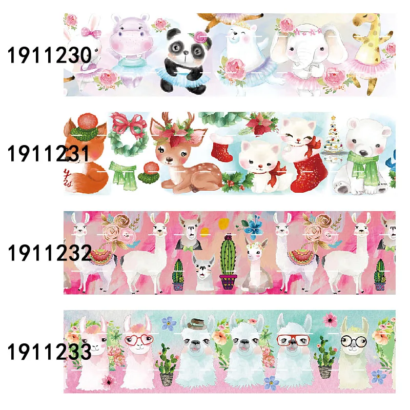 Cute Cartoon Animal Printed 16MM 22MM 25MM Printed Grosgrain Ribbon