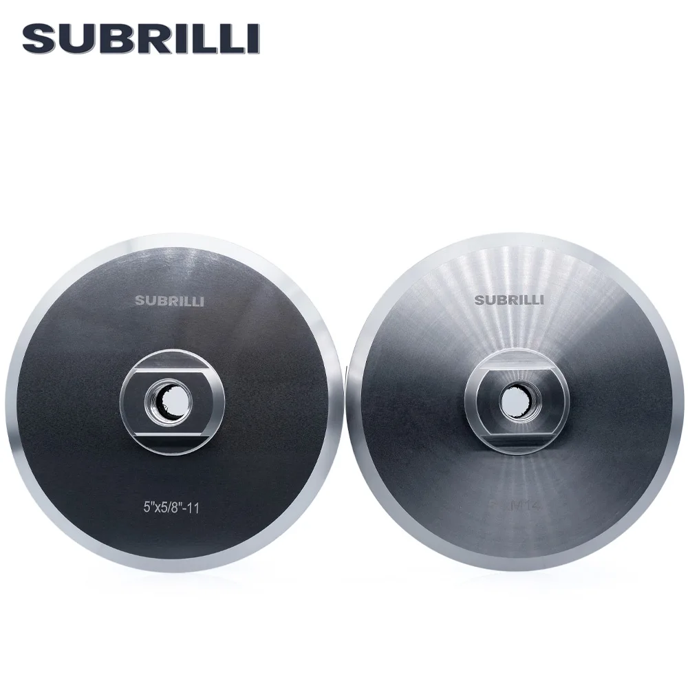 SUBRILLI 5" Aluminum Back Pad for Sanding Disc Grinder 125mm Diamond Polishing Pads M14 5/8-11 Thread Backing Holder Plate