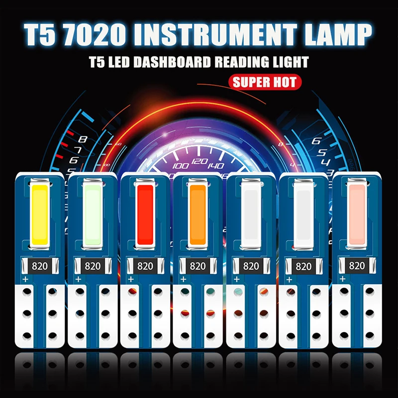 10PCS w2w t5 led 7020 LED 74 car light Interior Lights Bright Dashboard Warming Indicator Wedge Auto Instrument Lamp 12V