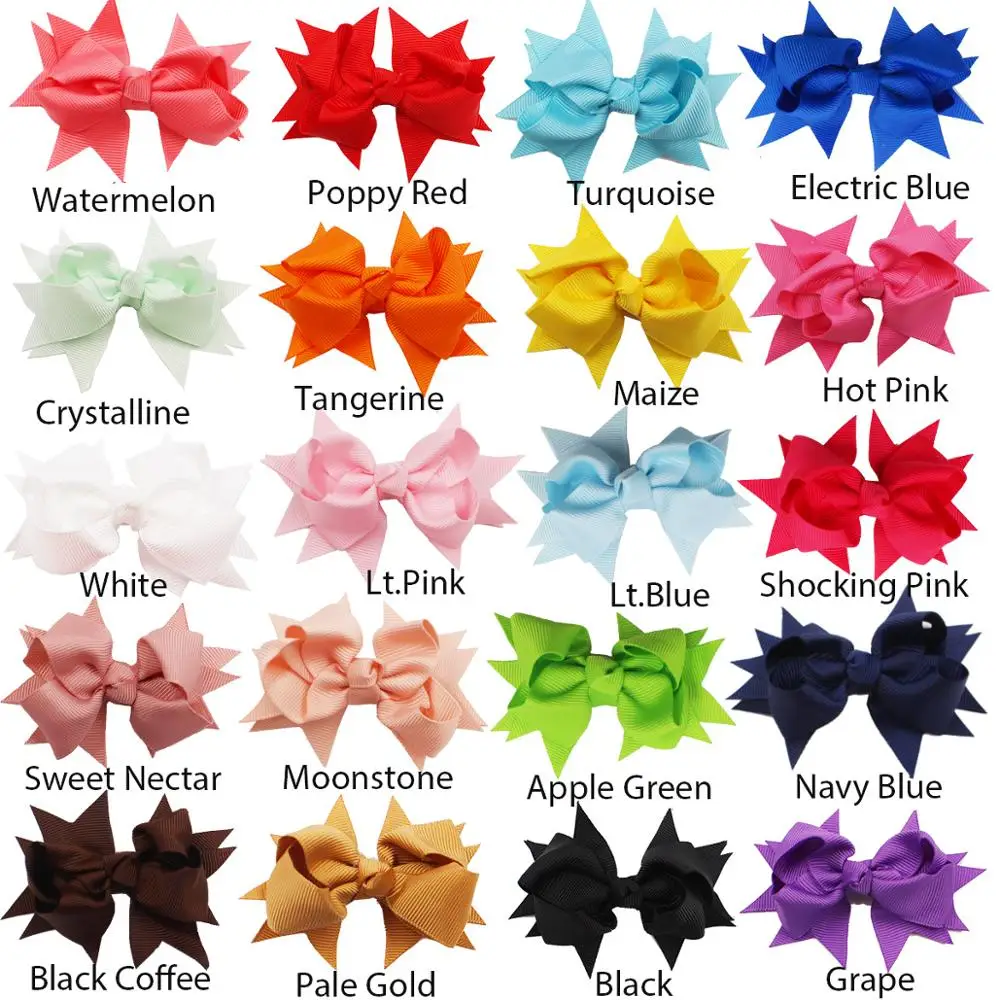 40Pcs 3 inch  Baby Girl Solid Ribbon Hair Bows Alligator Clips for Toddlers,Kids,Children