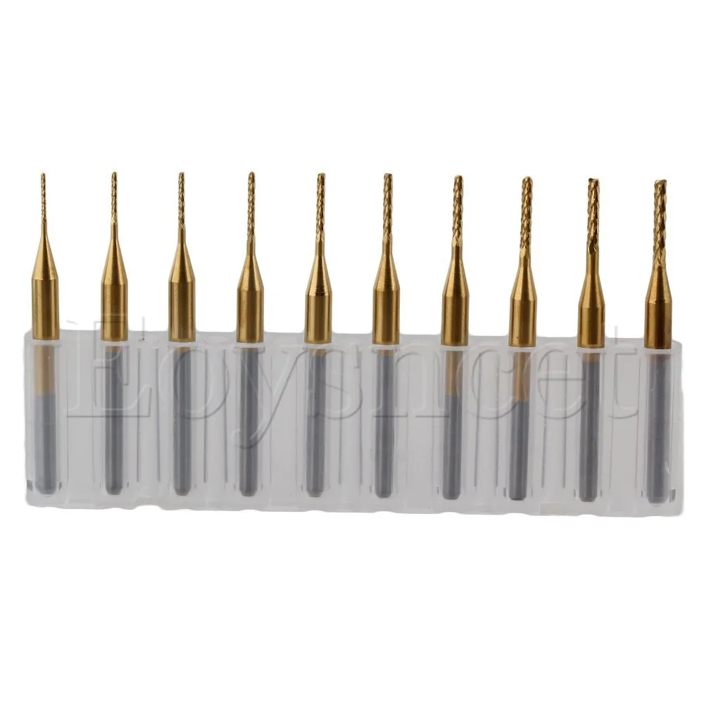 10x Carbide End Mill Cutter Router Drill Bit for Rotary Burr 0.6-1.5mm Blade Dia