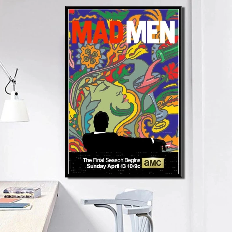 Mad Men Hot Tv Series Show Art Painting Silk Canvas Star Poster Wall Stickers Picture Bedroom Living Home Decor Fans Collection