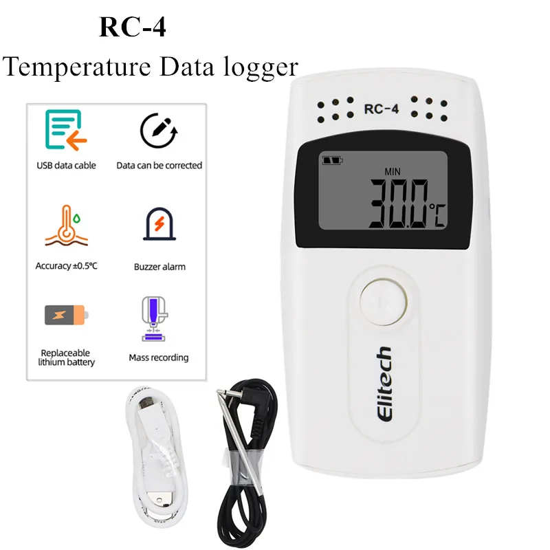 Usb Temperatuur Data Logger Recorder 16000 Punt Temperatuur Recorder Ingebouwde Ntc Sensor Voor Magazijn Gekoeld Transport