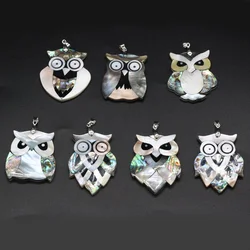 Natural Stone Abalone Shell Pendant Lucky Animal Owl Mother of Pearl Shell Charms for Jewelry Making DIY Necklace Accessories