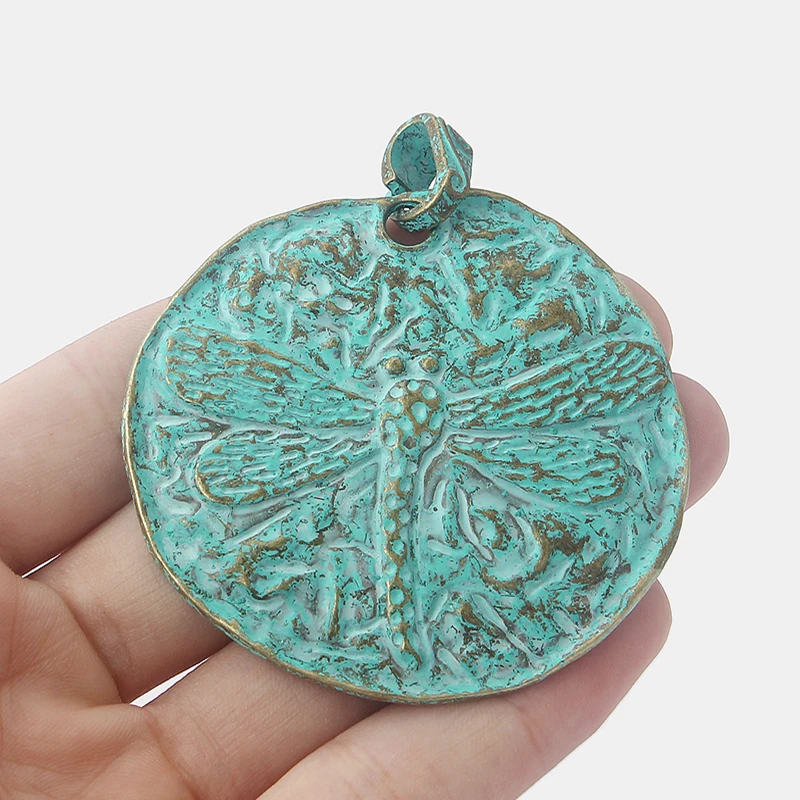 2pcs Verdigris Patina Silver Color Large Butterfly/Geometric Charm Pendants For DIY Necklace Jewelry Findings Making Accessories