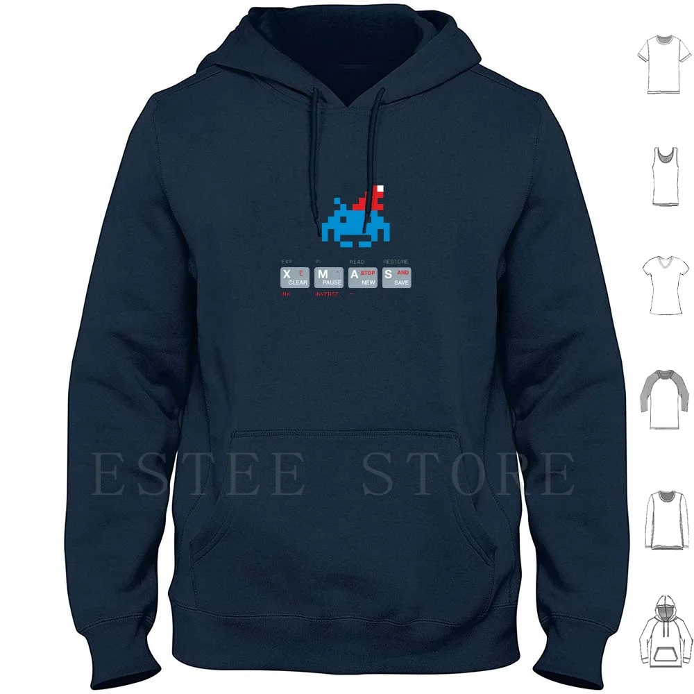 Merry Xmas Space Invader Hoodies Long Sleeve Retro Space Invader Xmas Zx Spectrum Zx Spectrum Keyboard Gamer 8 Bit