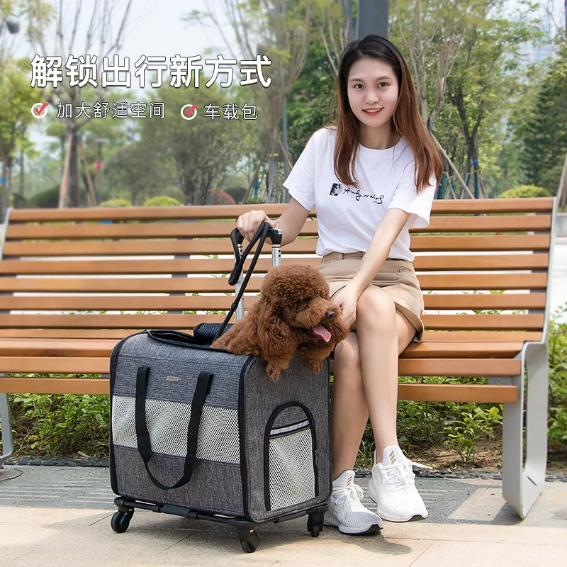 

Breathable Outdoor Pet Trolley Travel Portable Kitten Cage Dog Backpack Large Capacity Carry Puppy Carrier Cat Bag