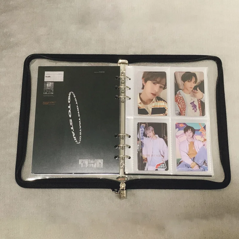 Borsa con cerniera colorata carina nero rosa raccoglitore a fogli mobili quaderno con copertina interna per quaderno Planner cancelleria per ufficio