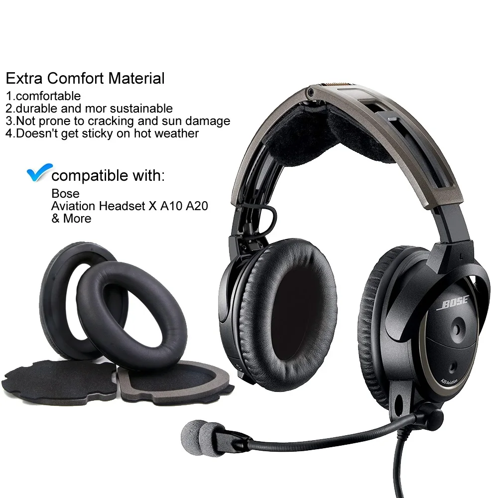 VEKEFF Replacement Ear Pads เบาะชุด-สำหรับชุดหูฟัง Bose Aviation X A10 A20,ชิ้นส่วนซ่อมหูฟังหูฟังพร้อมหูฟัง