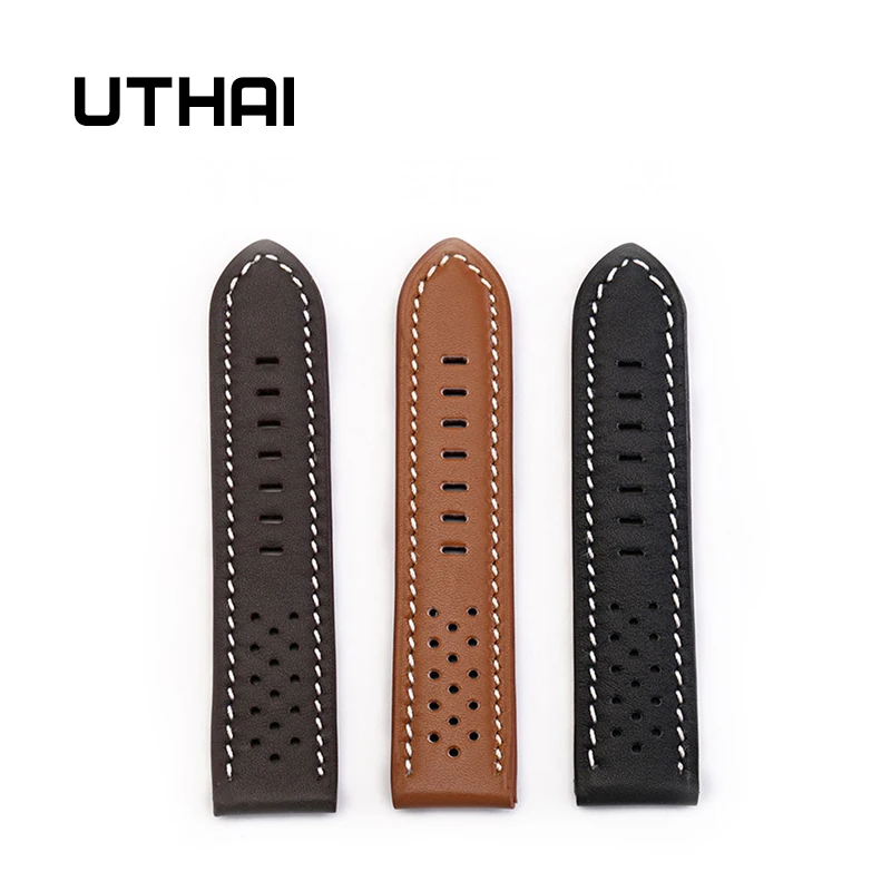 UTHAI Z14 Watch Bracelet Belt Business Men Watchbands Genuine Leather Strap WatchBand 20mm 20mm 22mm 26mm Watch Accessories