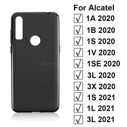 Soft Black TPU Case For Alcatel 1S 3L 3X 1A 1B 1SE 1V 1S 2020 Silicone Cover Tempered Glass For Alcatel 1S 1L 3L 2021 Case Vetro