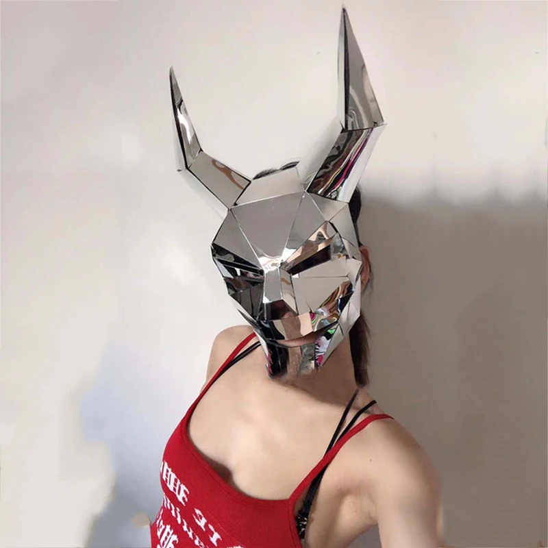 Nightclub DJ Dance Mirror Mask Gogo Dancer Reflective Silver Lens Headwear Stage Performance Props Clubwear Pole Dance XS3006