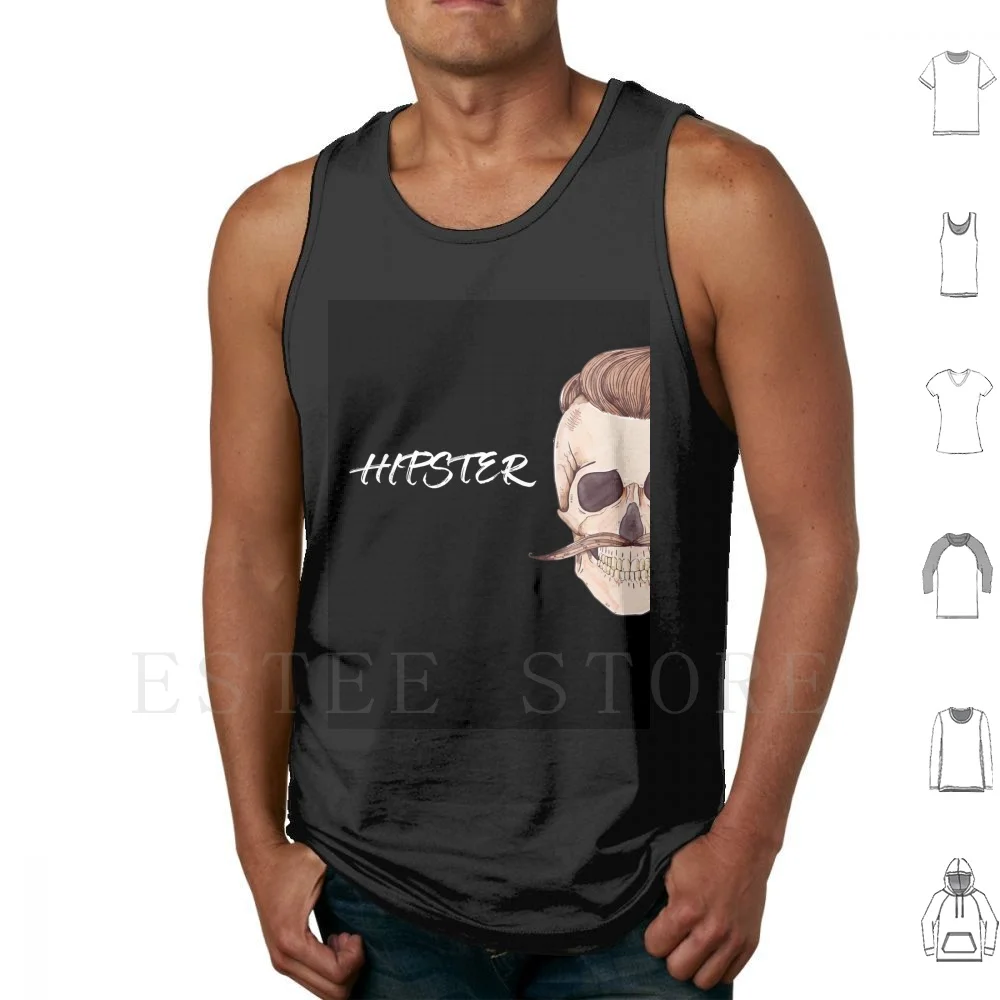 Hispter Death Tank Tops Vest Cotton Hipster Death Skull Moustache Teeth Coffee Pug Once Upon A Time Black Cool Flat Top Eyes