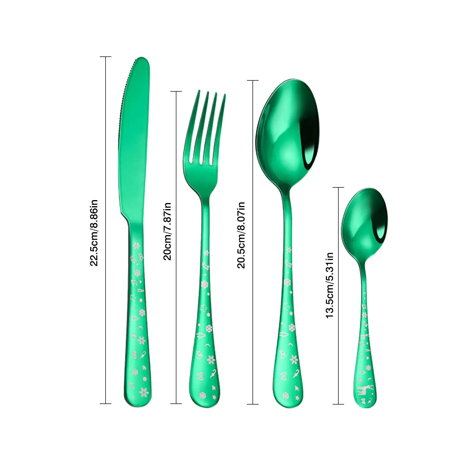 4pcs/set High Quality Christmas Flatware Set Stainless Steel Red Green Dinnerware Knife Fork Spoon Cutlery Kitchen Food 45a