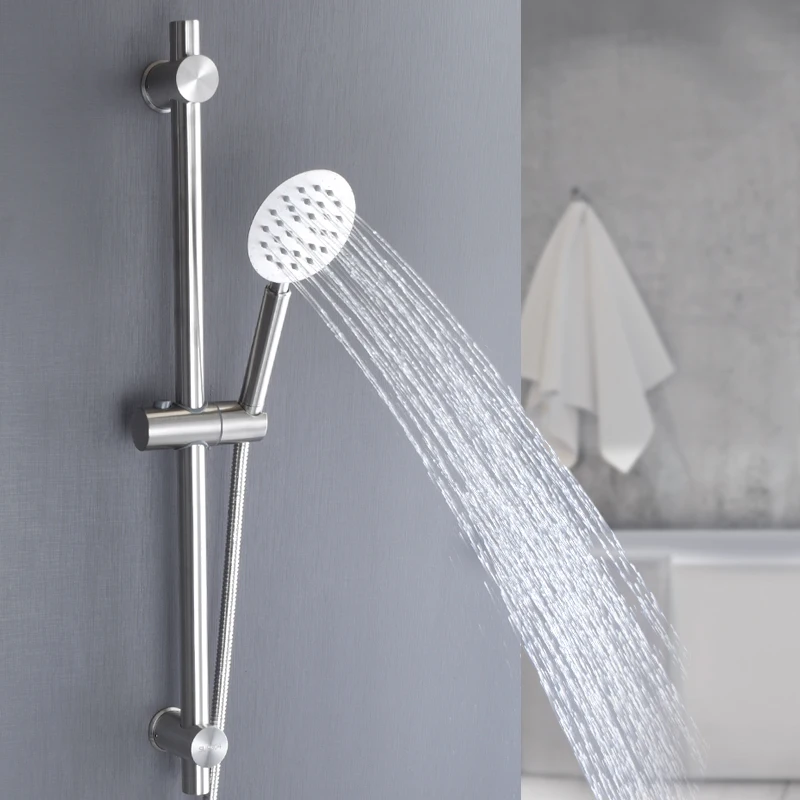 Shower Slide Bar Shower Rod Lifter Pipe Wall Mounted Rotatable Shower Bar Adjustable Sliding Rail Set Lifting Rod