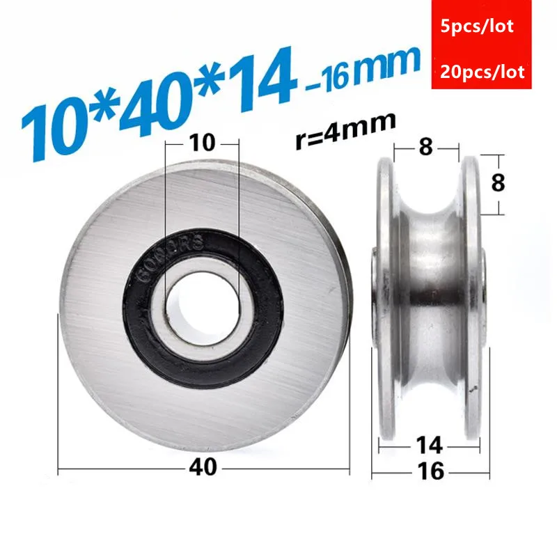 

5 шт./20 шт. U-образный паз 10*40*14 мм, Проволочный Трос, металлический подшипник, стальной гусеничный круг 10x40x14 мм, подвесное колесо 6300RS