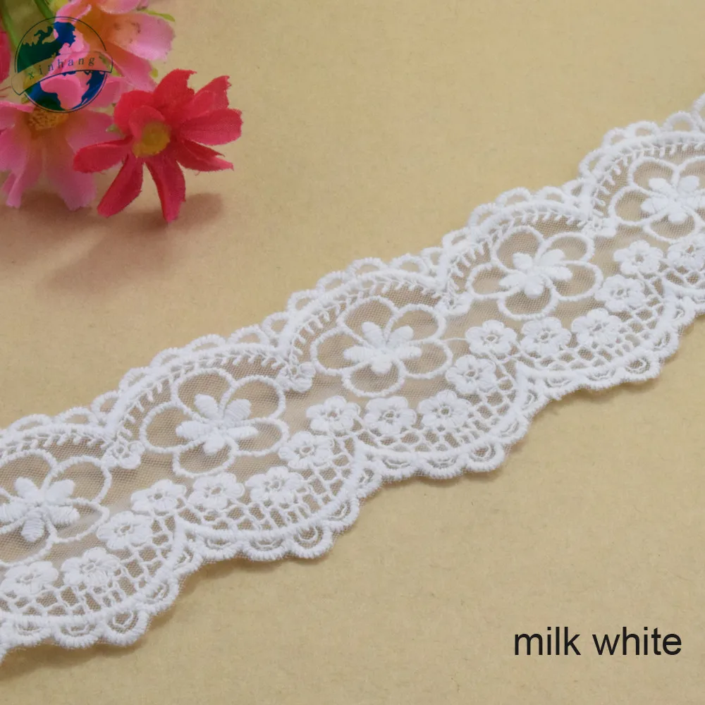 3yards 5.3cm wide cotton embroidery lace sewing ribbon guipure trim wedding decoration DIY dolls colthes Accessories lace#4055