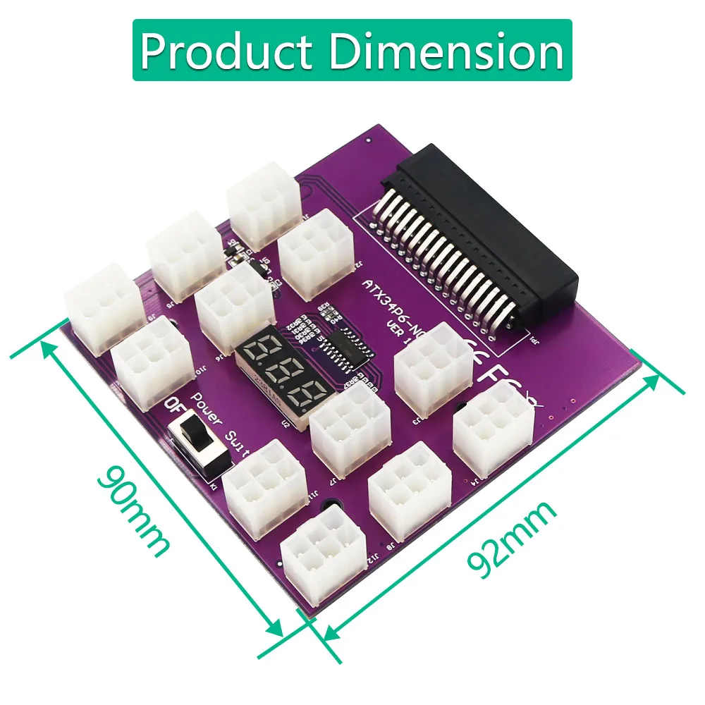 Коммутационная плата TISHRIC, 6-контактный блок питания для графического процессора, 12 шт. ATX 6-контактный разъем питания для майнинга, блок питания для графической карты