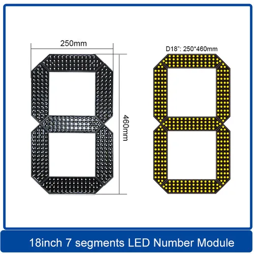 숫자 모듈 7 세그먼트, LED 시계 화면, 석유 가격 화면, 스코어보드, 야외 하이라이트 화면, 숫자, 로트 당 4 개, 18 인치