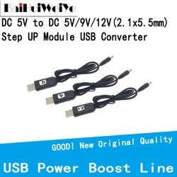 Повышающий Модуль USB Power Boost Line, от 5 В до 5 В постоянного тока, 9 В, 12 В, Кабель-адаптер для преобразователя USB, 2,1x5,5 мм, 2,1*5,5 мм, Длина штепсельной вилки 1 м