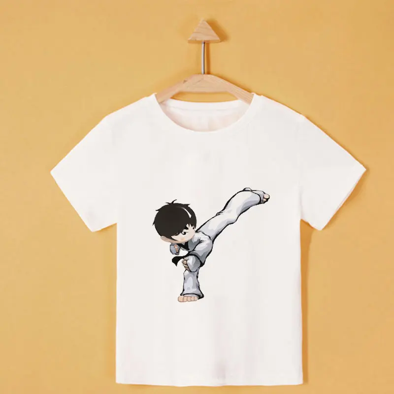 Summer Boys And Girls T-shirts Whirlwind Taekwondo Kids Clothing New Children's Tops Aesthetic Design Fun 0 Collar Boys T Shirt