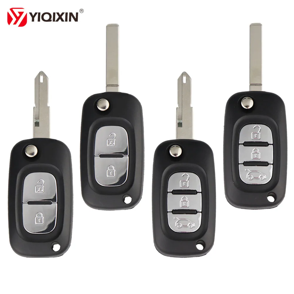 YIQIXIN Filp Uzaktan Anahtar Shell Kılıf 2/3 Düğmeler Renault Clio 3 Kangoo Master Modus Twingo 2006-2016 Yedek Kesilmemiş Bıçak