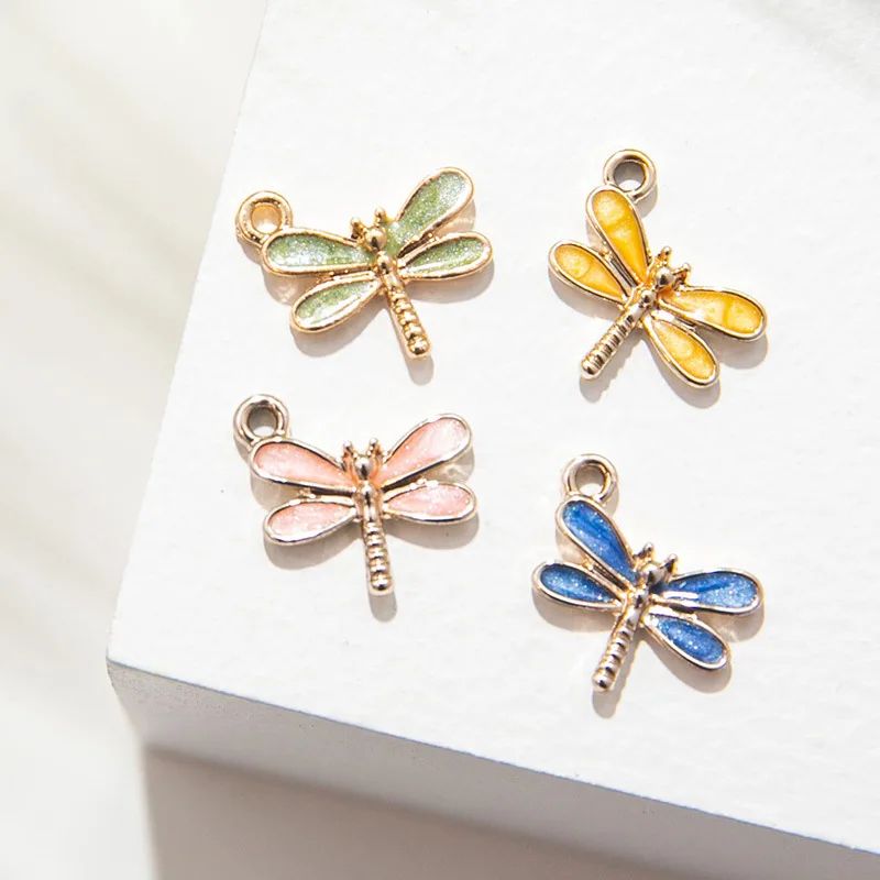 

10pcs Cute Small Shiny Dragonfly Alloy Charm For Jewelry Making & Crafting Fashion Earring Pendant Necklace Bracelet Charm